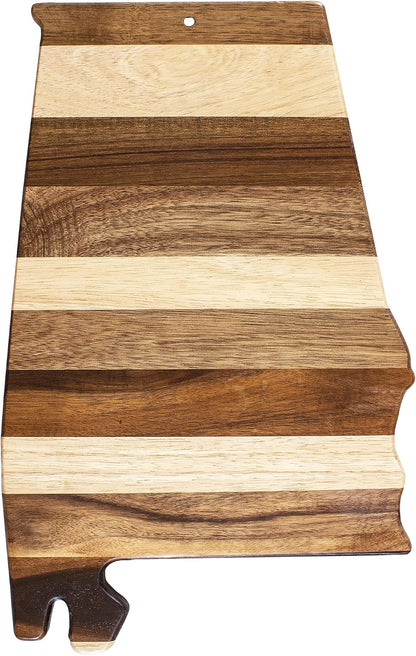 Rock & Branch Shiplap Michigan State Shaped Wood Cutting Board | State charcuterie board with a rustic shiplap look. Knife-friendly surface for food prep. Hang tie for wall display.