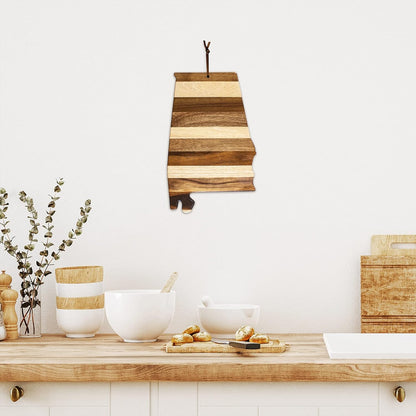 Rock & Branch Shiplap Michigan State Shaped Wood Cutting Board | State charcuterie board with a rustic shiplap look. Knife-friendly surface for food prep. Hang tie for wall display.