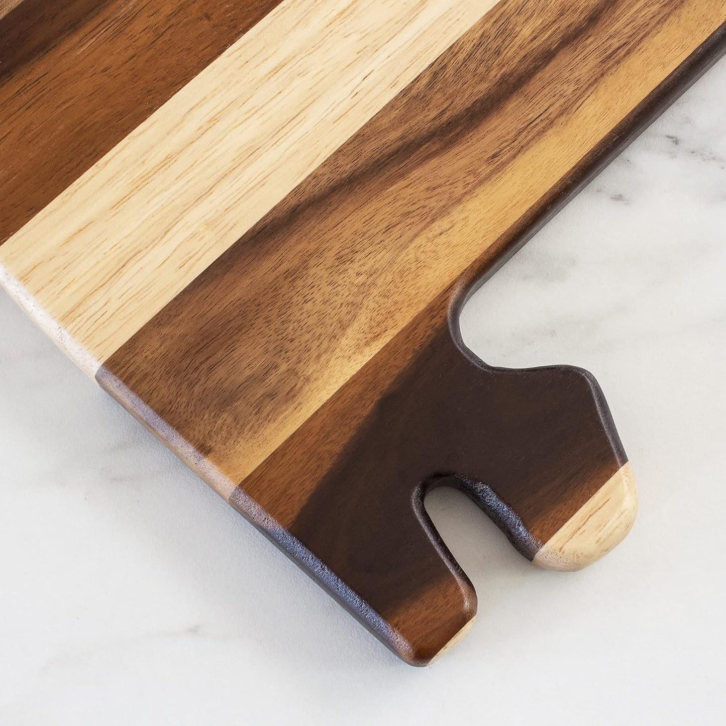 Rock & Branch Shiplap Michigan State Shaped Wood Cutting Board | State charcuterie board with a rustic shiplap look. Knife-friendly surface for food prep. Hang tie for wall display.