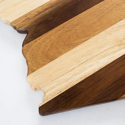 Rock & Branch Shiplap Michigan State Shaped Wood Cutting Board | State charcuterie board with a rustic shiplap look. Knife-friendly surface for food prep. Hang tie for wall display.