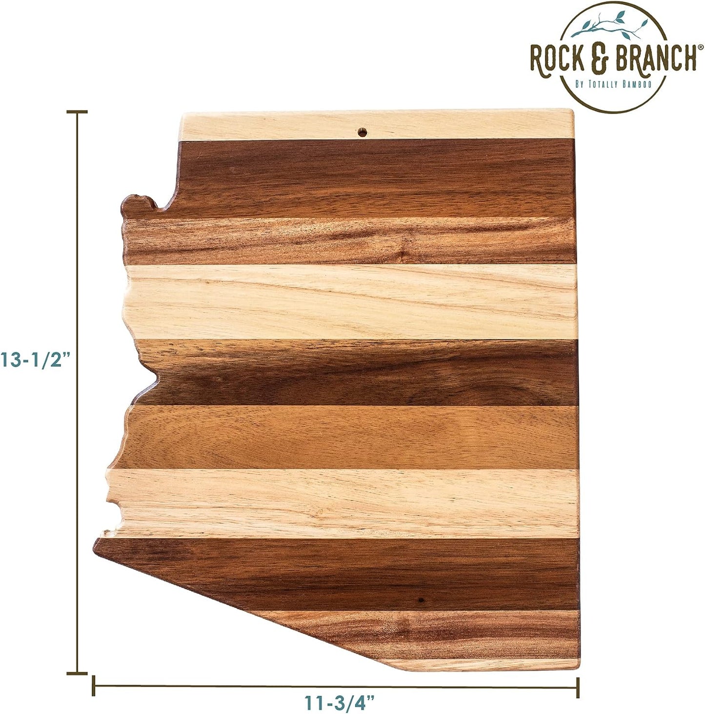 Rock & Branch Shiplap Michigan State Shaped Wood Cutting Board | State charcuterie board with a rustic shiplap look. Knife-friendly surface for food prep. Hang tie for wall display.