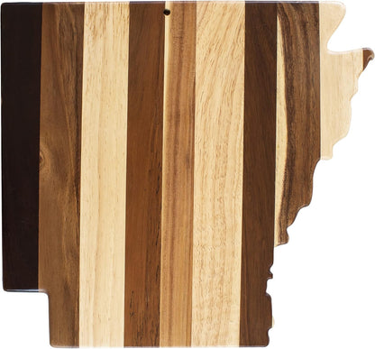 Rock & Branch Shiplap Michigan State Shaped Wood Cutting Board | State charcuterie board with a rustic shiplap look. Knife-friendly surface for food prep. Hang tie for wall display.