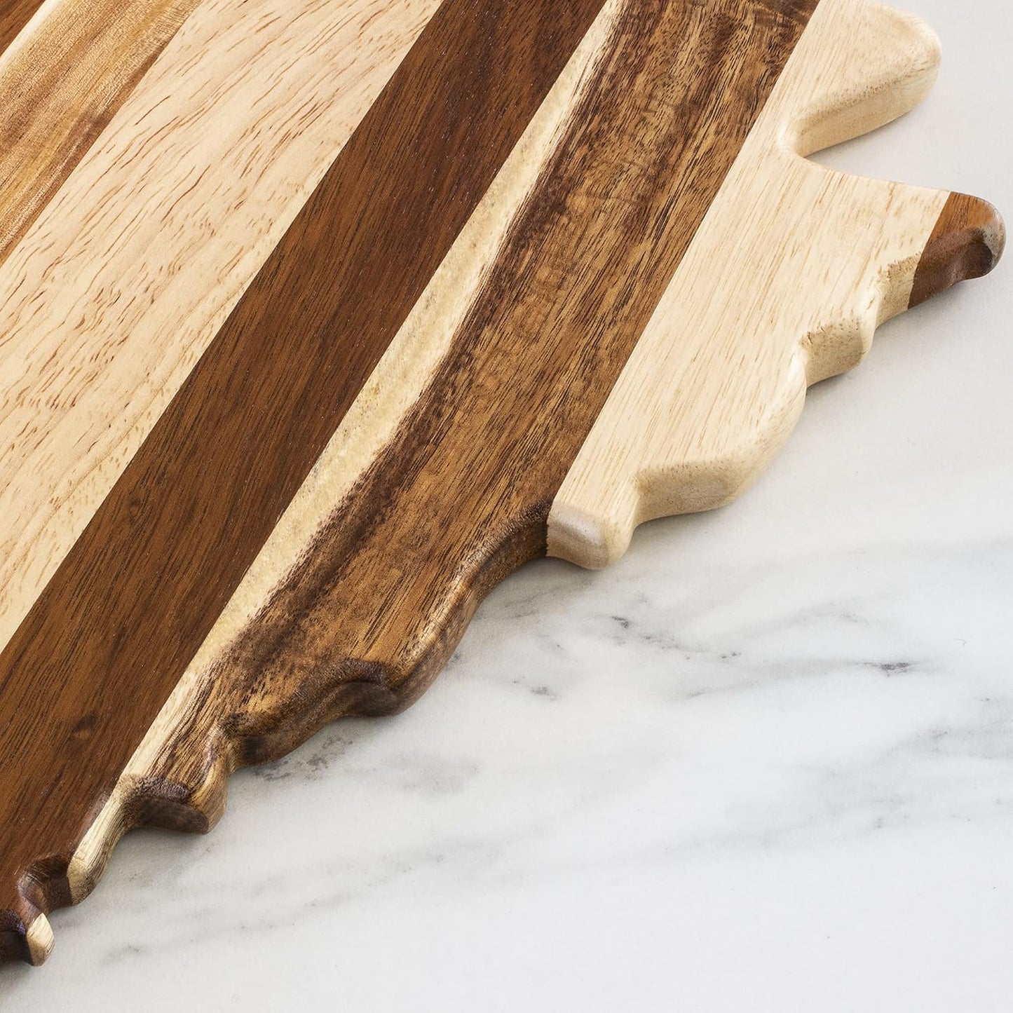 Rock & Branch Shiplap Michigan State Shaped Wood Cutting Board | State charcuterie board with a rustic shiplap look. Knife-friendly surface for food prep. Hang tie for wall display.
