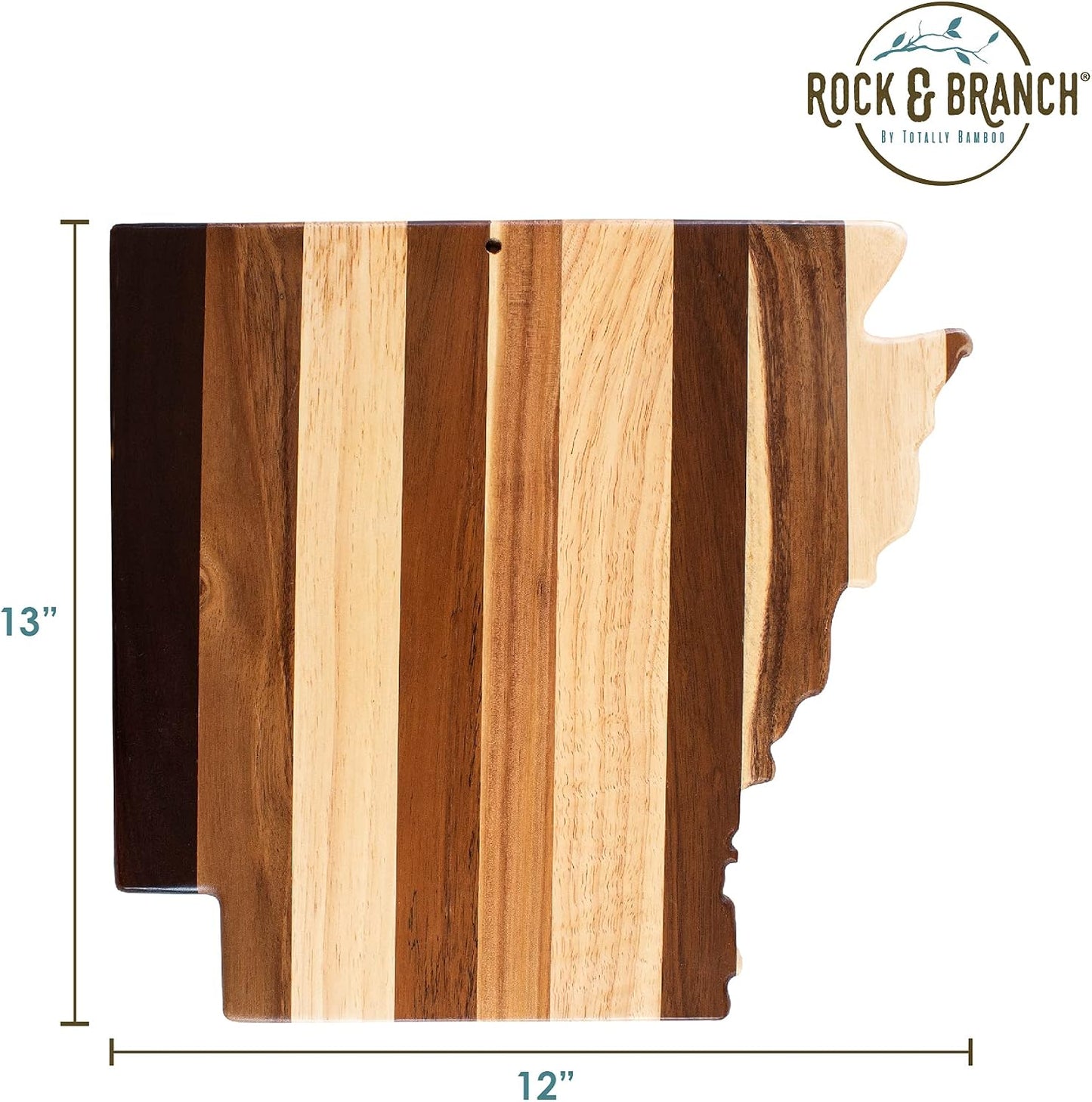 Rock & Branch Shiplap Michigan State Shaped Wood Cutting Board | State charcuterie board with a rustic shiplap look. Knife-friendly surface for food prep. Hang tie for wall display.