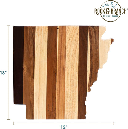 Rock & Branch Shiplap Michigan State Shaped Wood Cutting Board | State charcuterie board with a rustic shiplap look. Knife-friendly surface for food prep. Hang tie for wall display.