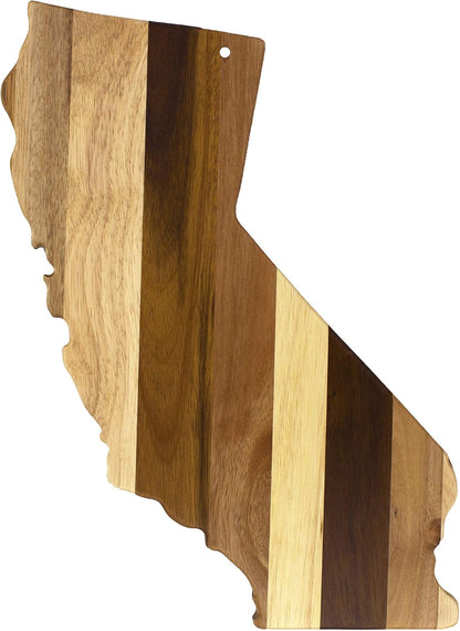 Rock & Branch Shiplap Michigan State Shaped Wood Cutting Board | State charcuterie board with a rustic shiplap look. Knife-friendly surface for food prep. Hang tie for wall display.
