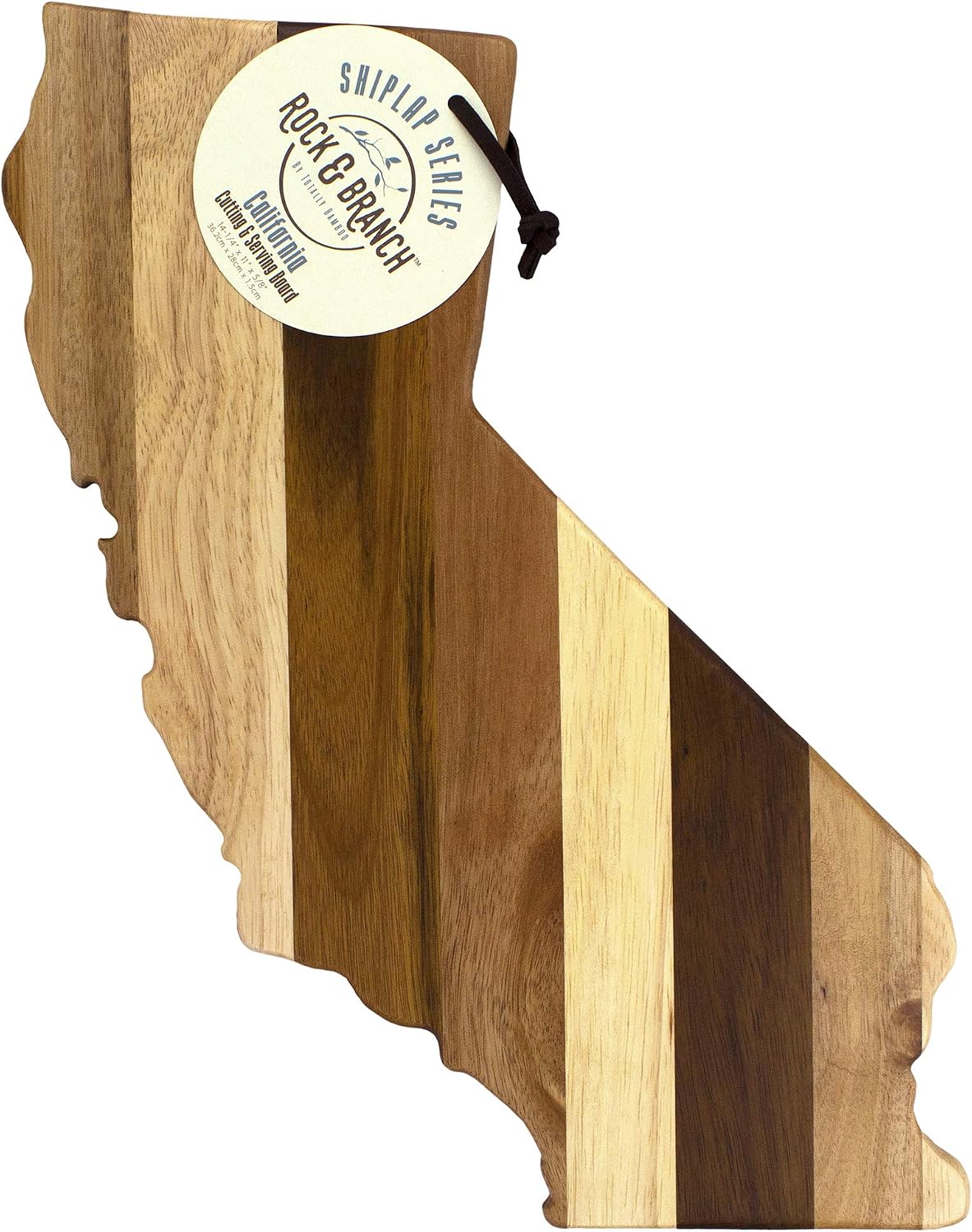 Rock & Branch Shiplap Michigan State Shaped Wood Cutting Board | State charcuterie board with a rustic shiplap look. Knife-friendly surface for food prep. Hang tie for wall display.