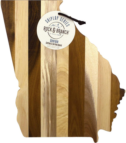 Rock & Branch Shiplap Michigan State Shaped Wood Cutting Board | State charcuterie board with a rustic shiplap look. Knife-friendly surface for food prep. Hang tie for wall display.