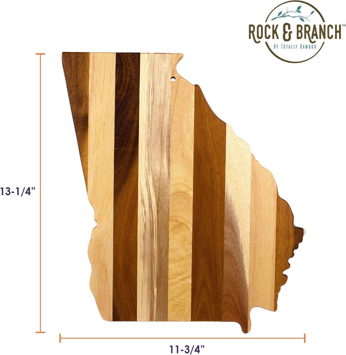 Rock & Branch Shiplap Michigan State Shaped Wood Cutting Board | State charcuterie board with a rustic shiplap look. Knife-friendly surface for food prep. Hang tie for wall display.