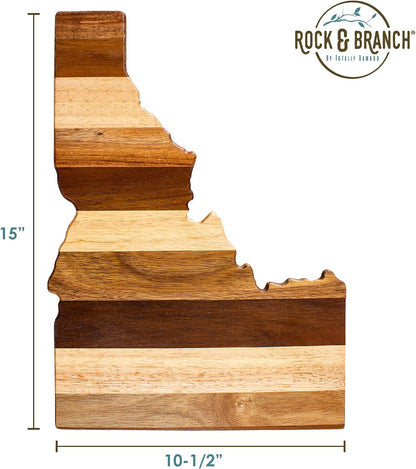 Rock & Branch Shiplap Michigan State Shaped Wood Cutting Board | State charcuterie board with a rustic shiplap look. Knife-friendly surface for food prep. Hang tie for wall display.