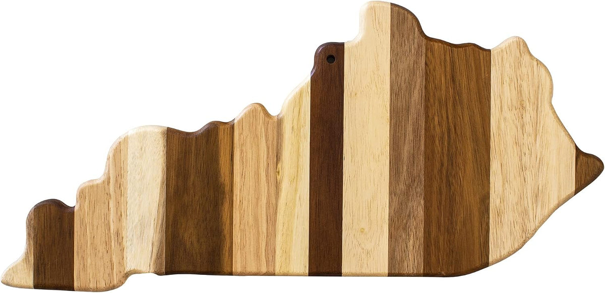 Rock & Branch Shiplap Michigan State Shaped Wood Cutting Board | State charcuterie board with a rustic shiplap look. Knife-friendly surface for food prep. Hang tie for wall display.