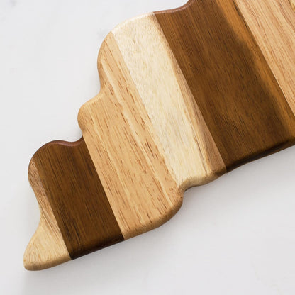 Rock & Branch Shiplap Michigan State Shaped Wood Cutting Board | State charcuterie board with a rustic shiplap look. Knife-friendly surface for food prep. Hang tie for wall display.