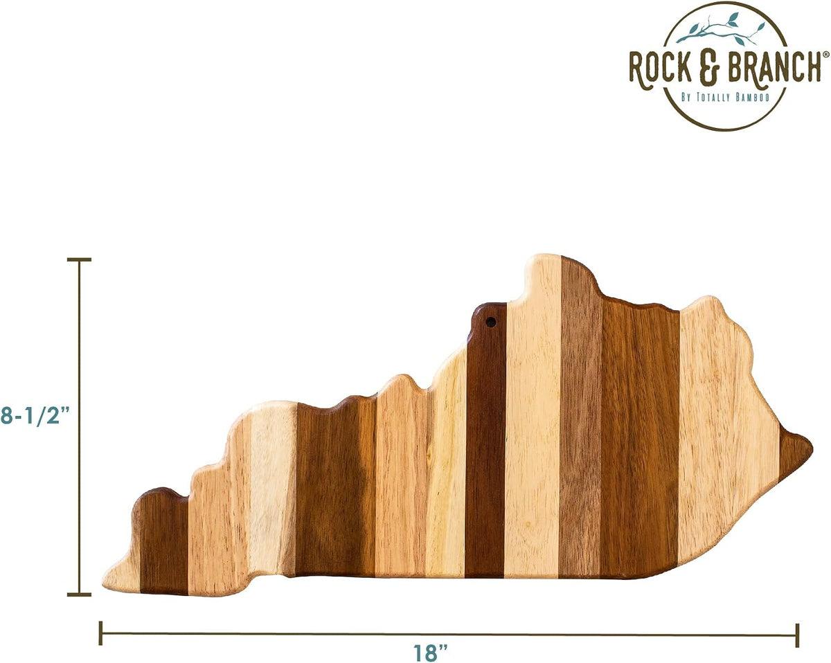 Rock & Branch Shiplap Michigan State Shaped Wood Cutting Board | State charcuterie board with a rustic shiplap look. Knife-friendly surface for food prep. Hang tie for wall display.