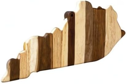 Rock & Branch Shiplap Michigan State Shaped Wood Cutting Board | State charcuterie board with a rustic shiplap look. Knife-friendly surface for food prep. Hang tie for wall display.