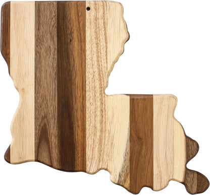 Rock & Branch Shiplap Michigan State Shaped Wood Cutting Board | State charcuterie board with a rustic shiplap look. Knife-friendly surface for food prep. Hang tie for wall display.