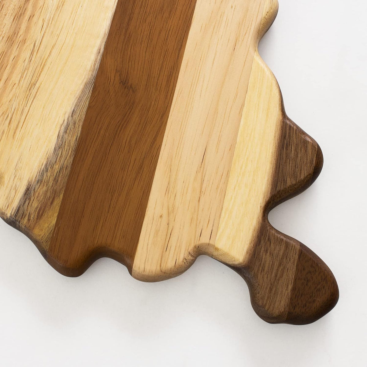 Rock & Branch Shiplap Michigan State Shaped Wood Cutting Board | State charcuterie board with a rustic shiplap look. Knife-friendly surface for food prep. Hang tie for wall display.