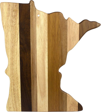 Rock & Branch Shiplap Michigan State Shaped Wood Cutting Board | State charcuterie board with a rustic shiplap look. Knife-friendly surface for food prep. Hang tie for wall display.