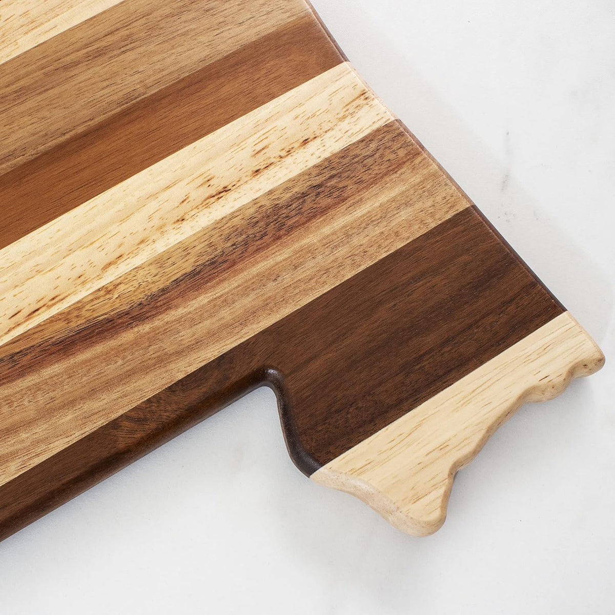 Rock & Branch Shiplap Michigan State Shaped Wood Cutting Board | State charcuterie board with a rustic shiplap look. Knife-friendly surface for food prep. Hang tie for wall display.