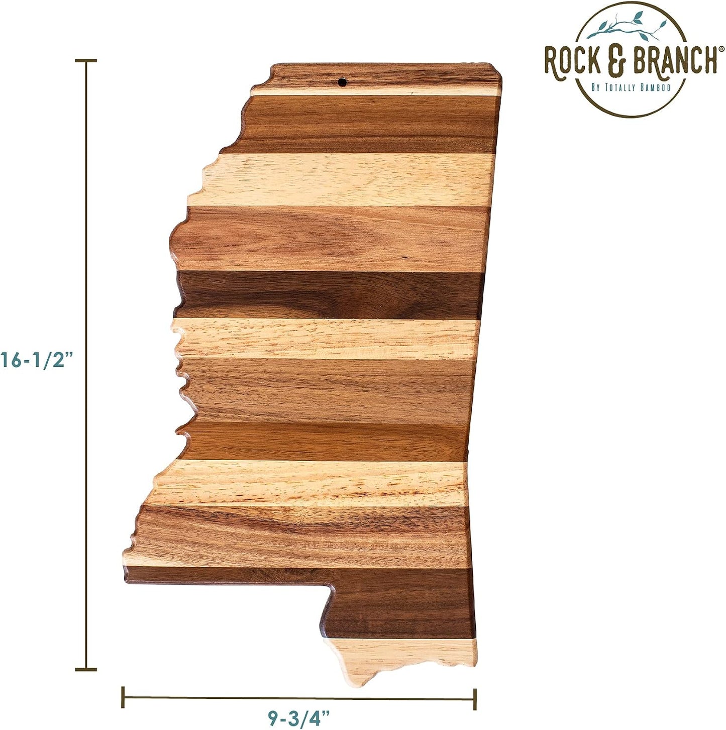 Rock & Branch Shiplap Michigan State Shaped Wood Cutting Board | State charcuterie board with a rustic shiplap look. Knife-friendly surface for food prep. Hang tie for wall display.