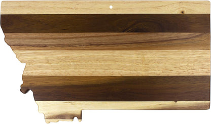 Rock & Branch Shiplap Michigan State Shaped Wood Cutting Board | State charcuterie board with a rustic shiplap look. Knife-friendly surface for food prep. Hang tie for wall display.