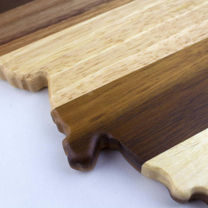 Rock & Branch Shiplap Michigan State Shaped Wood Cutting Board | State charcuterie board with a rustic shiplap look. Knife-friendly surface for food prep. Hang tie for wall display.