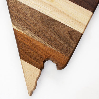 Rock & Branch Shiplap Michigan State Shaped Wood Cutting Board | State charcuterie board with a rustic shiplap look. Knife-friendly surface for food prep. Hang tie for wall display.