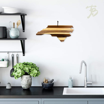 Rock & Branch Shiplap Michigan State Shaped Wood Cutting Board | State charcuterie board with a rustic shiplap look. Knife-friendly surface for food prep. Hang tie for wall display.