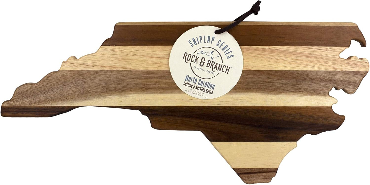 Rock & Branch Shiplap Michigan State Shaped Wood Cutting Board | State charcuterie board with a rustic shiplap look. Knife-friendly surface for food prep. Hang tie for wall display.