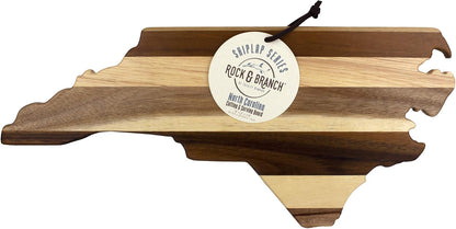 Rock & Branch Shiplap Michigan State Shaped Wood Cutting Board | State charcuterie board with a rustic shiplap look. Knife-friendly surface for food prep. Hang tie for wall display.