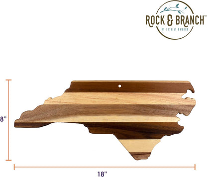 Rock & Branch Shiplap Michigan State Shaped Wood Cutting Board | State charcuterie board with a rustic shiplap look. Knife-friendly surface for food prep. Hang tie for wall display.