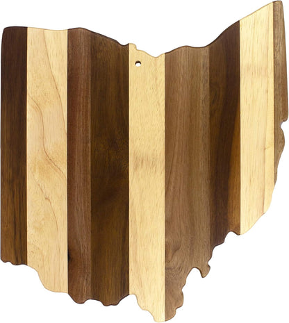Rock & Branch Shiplap Michigan State Shaped Wood Cutting Board | State charcuterie board with a rustic shiplap look. Knife-friendly surface for food prep. Hang tie for wall display.