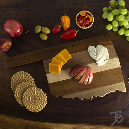 Rock & Branch Shiplap Michigan State Shaped Wood Cutting Board | State charcuterie board with a rustic shiplap look. Knife-friendly surface for food prep. Hang tie for wall display.
