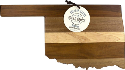 Rock & Branch Shiplap Michigan State Shaped Wood Cutting Board | State charcuterie board with a rustic shiplap look. Knife-friendly surface for food prep. Hang tie for wall display.