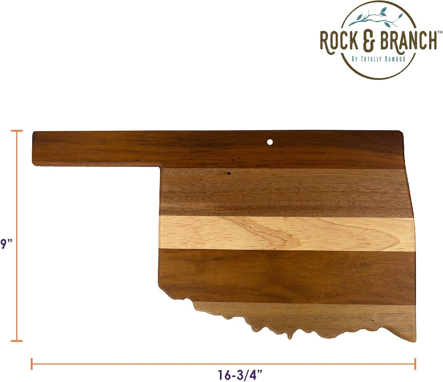 Rock & Branch Shiplap Michigan State Shaped Wood Cutting Board | State charcuterie board with a rustic shiplap look. Knife-friendly surface for food prep. Hang tie for wall display.