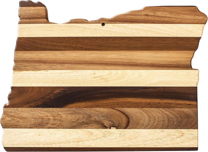 Rock & Branch Shiplap Michigan State Shaped Wood Cutting Board | State charcuterie board with a rustic shiplap look. Knife-friendly surface for food prep. Hang tie for wall display.