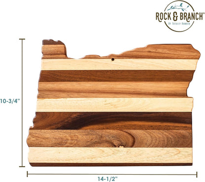 Rock & Branch Shiplap Michigan State Shaped Wood Cutting Board | State charcuterie board with a rustic shiplap look. Knife-friendly surface for food prep. Hang tie for wall display.