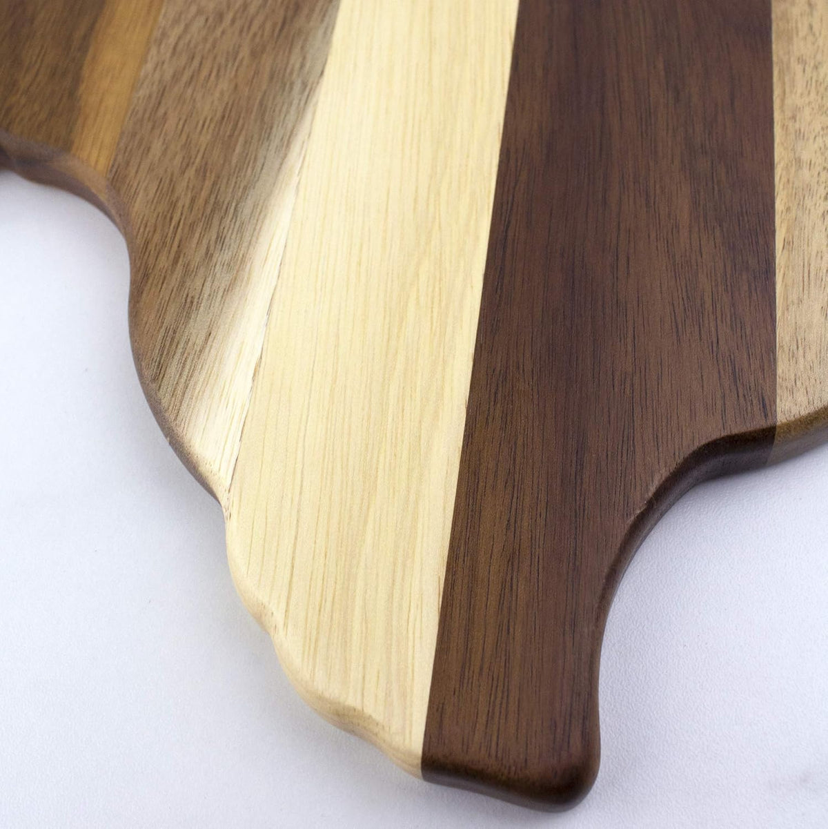 Rock & Branch Shiplap Michigan State Shaped Wood Cutting Board | State charcuterie board with a rustic shiplap look. Knife-friendly surface for food prep. Hang tie for wall display.