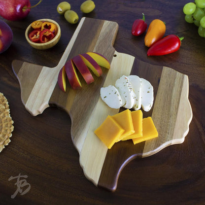 Rock & Branch Shiplap Michigan State Shaped Wood Cutting Board | State charcuterie board with a rustic shiplap look. Knife-friendly surface for food prep. Hang tie for wall display.