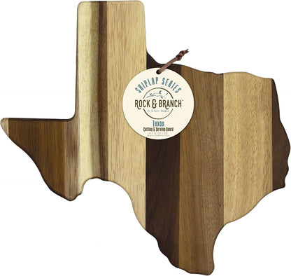 Rock & Branch Shiplap Michigan State Shaped Wood Cutting Board | State charcuterie board with a rustic shiplap look. Knife-friendly surface for food prep. Hang tie for wall display.