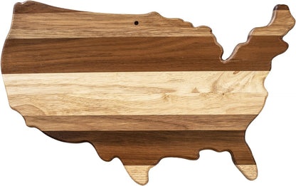 Rock & Branch Shiplap Michigan State Shaped Wood Cutting Board | State charcuterie board with a rustic shiplap look. Knife-friendly surface for food prep. Hang tie for wall display.