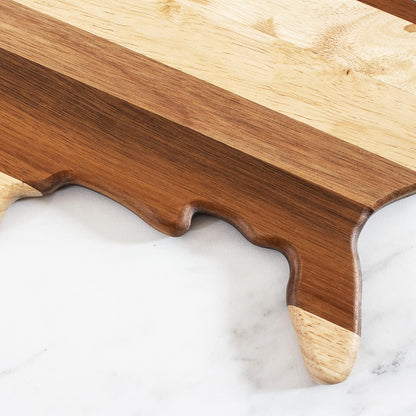 Rock & Branch Shiplap Michigan State Shaped Wood Cutting Board | State charcuterie board with a rustic shiplap look. Knife-friendly surface for food prep. Hang tie for wall display.