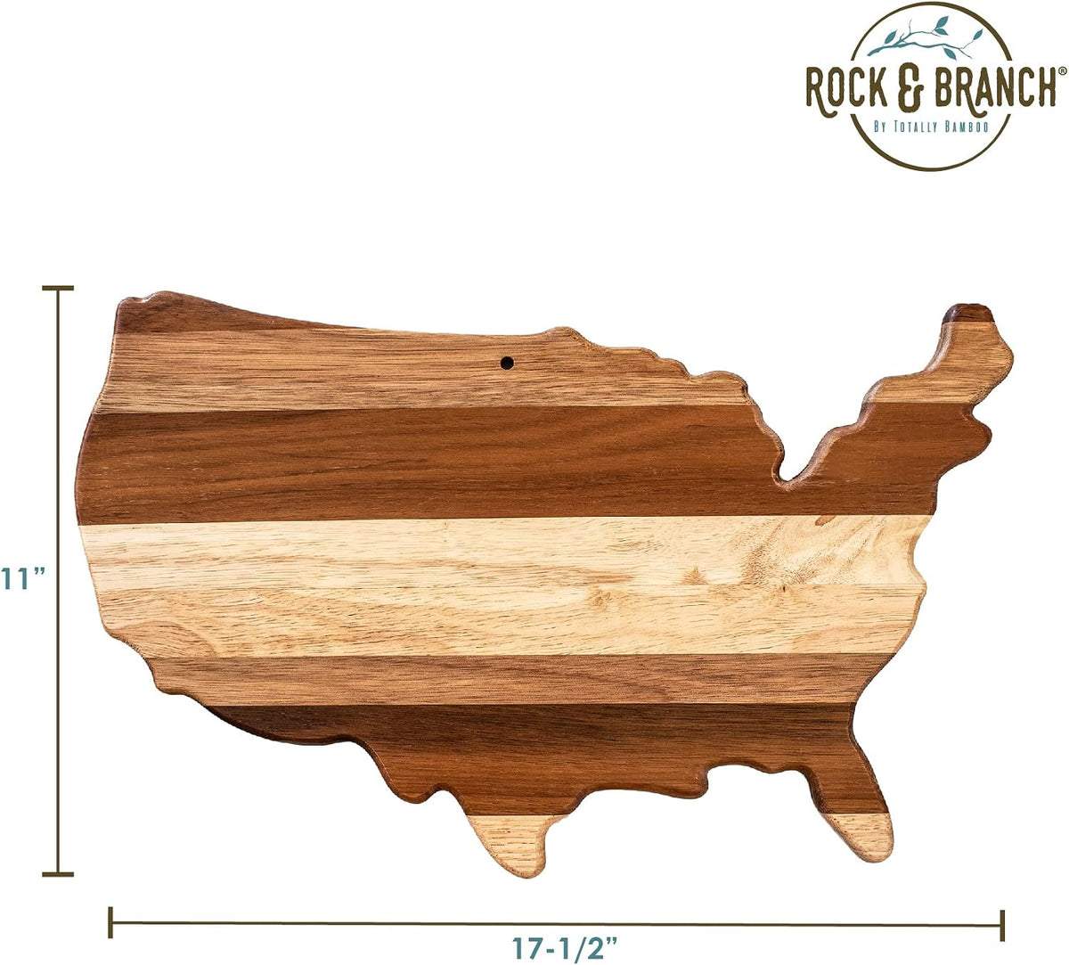 Rock & Branch Shiplap Michigan State Shaped Wood Cutting Board | State charcuterie board with a rustic shiplap look. Knife-friendly surface for food prep. Hang tie for wall display.
