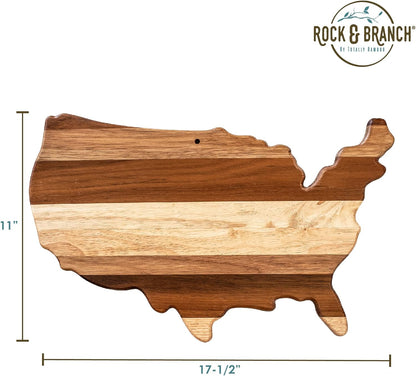 Rock & Branch Shiplap Michigan State Shaped Wood Cutting Board | State charcuterie board with a rustic shiplap look. Knife-friendly surface for food prep. Hang tie for wall display.