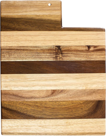 Rock & Branch Shiplap Michigan State Shaped Wood Cutting Board | State charcuterie board with a rustic shiplap look. Knife-friendly surface for food prep. Hang tie for wall display.