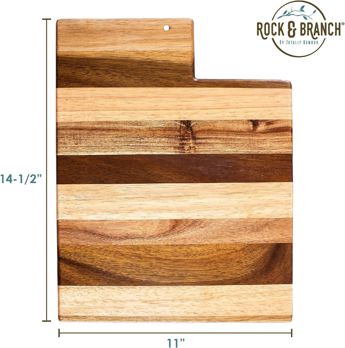 Rock & Branch Shiplap Michigan State Shaped Wood Cutting Board | State charcuterie board with a rustic shiplap look. Knife-friendly surface for food prep. Hang tie for wall display.