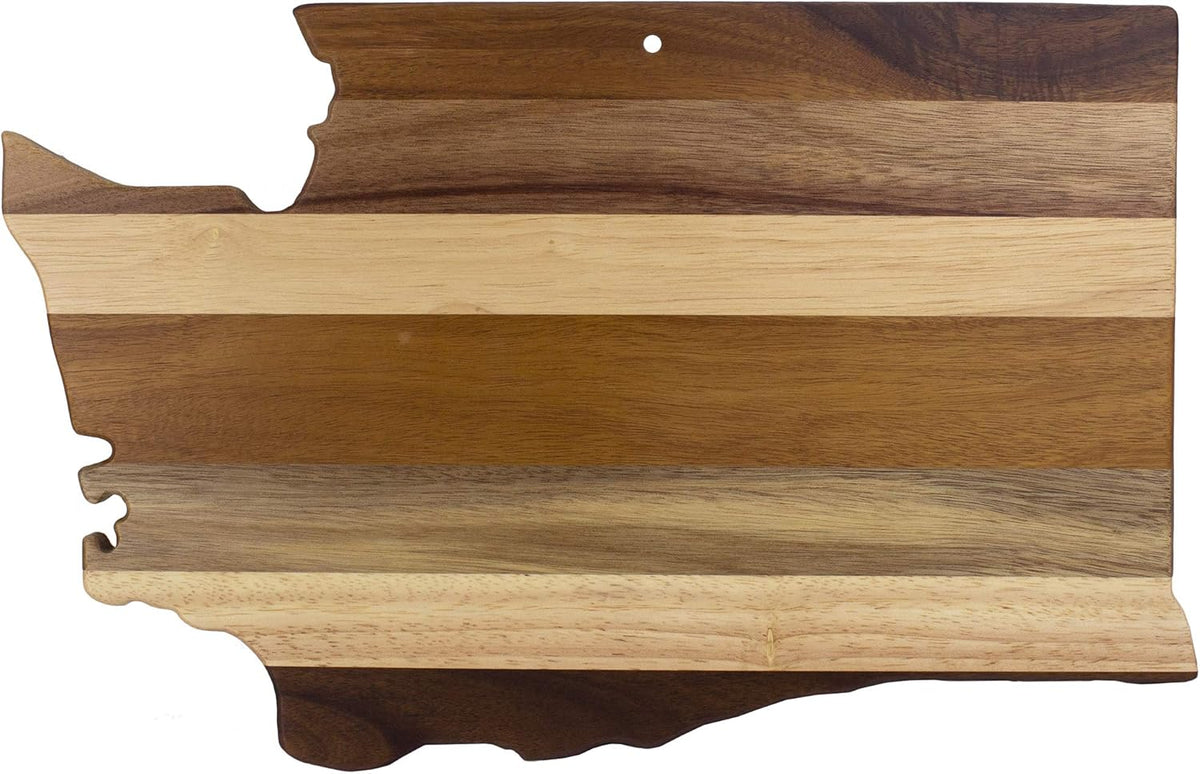 Rock & Branch Shiplap Michigan State Shaped Wood Cutting Board | State charcuterie board with a rustic shiplap look. Knife-friendly surface for food prep. Hang tie for wall display.