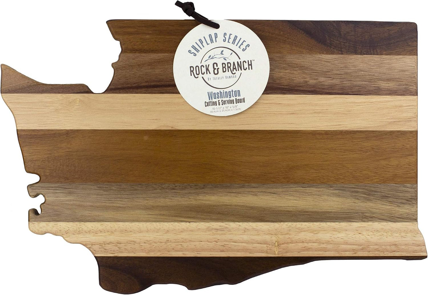 Rock & Branch Shiplap Michigan State Shaped Wood Cutting Board | State charcuterie board with a rustic shiplap look. Knife-friendly surface for food prep. Hang tie for wall display.
