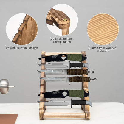 Knife Display Stand,Wood 8 Tier Knife Block,Wooden Fixed Knife Collection Display Stand Holder,for Knife Rustic Tactical & Survival Knives Cabin Home Decor