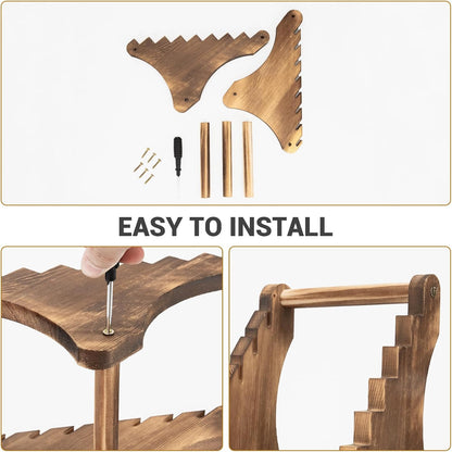 Knife Display Stand,Wood 8 Tier Knife Block,Wooden Fixed Knife Collection Display Stand Holder,for Knife Rustic Tactical & Survival Knives Cabin Home Decor