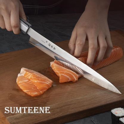 Sushi Knife 12 inch(300mm),7Cr17MoV,Octagonal Ebony Handle | Sashimi Knife/Yanagiba Knife with 7Cr17MoV High Carbon Stainless Steel Blade for Cutting Sushi & Sashimi, Fish Filleting